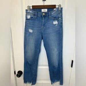FRAME Le High Straight Distressed Crop Jeans Size 26